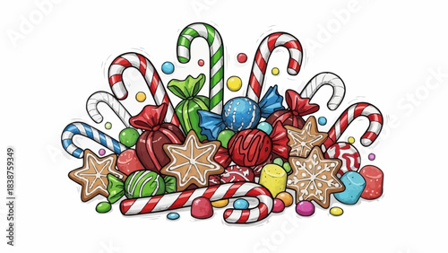 Assortment of Christmas Candies and Cookies.