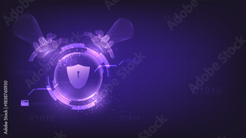 Abstract Blue Digital Network Background with Glowing Data Connections and Geometric Lines