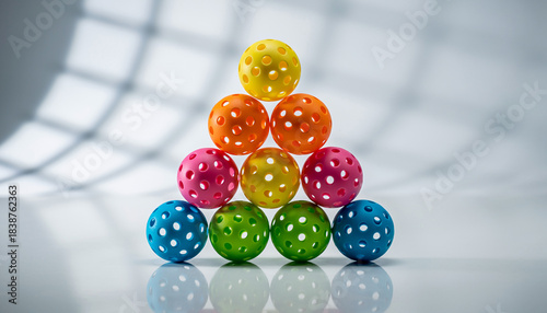 Colorful Pickleball Balls Stack Abstract Composition