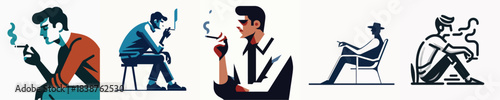 VECTOR MAN SMOKING WHITE BACKGROUND FLAT DESIGN