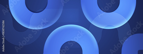 Modern Geometric Abstract Shapes on Blue Gradient Background