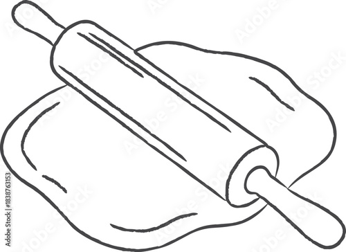 Rolling pin and dough