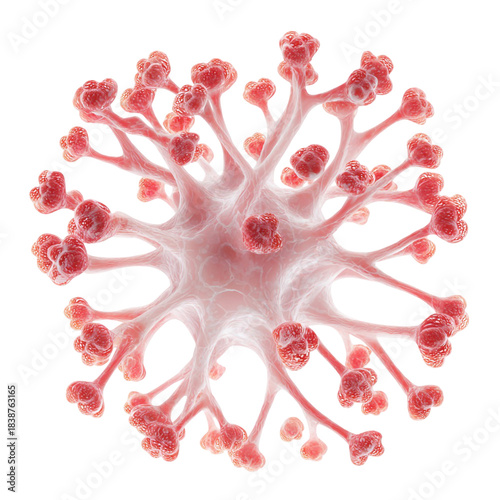 Microscopic Cellular Structure with Proliferating Tentacles or Polyps, Biological Growth Concept