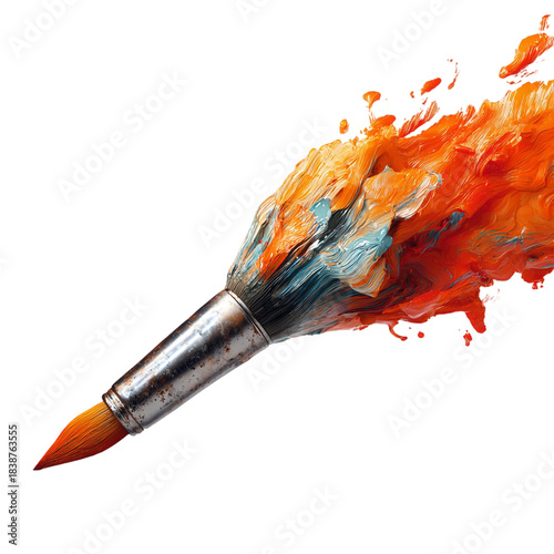 Paintbrush Bristles Blending into Digital Pen Tip: Art Transformation