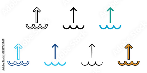 Upload icon set multiple style vector collection. Editable Stroke 
