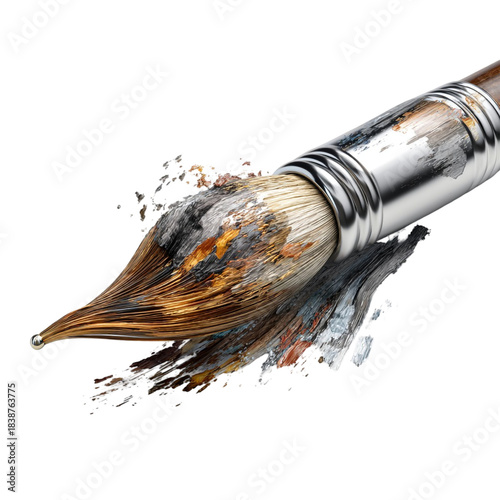 Realistic Paintbrush Transforming to Digital Stylus Pen Nib: Creativity
