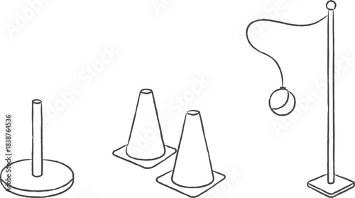 Tetherball pole and training cones