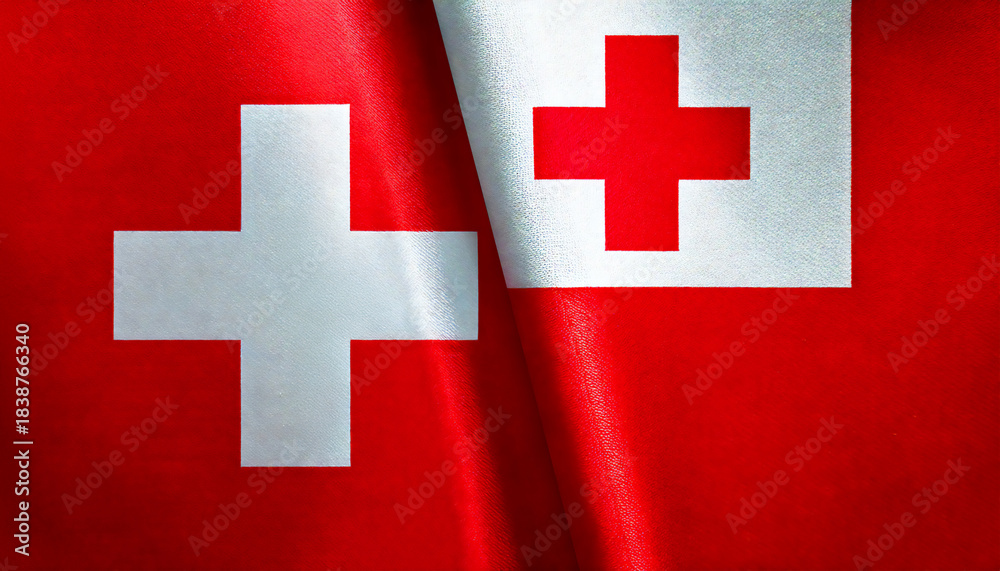 Obraz premium スイスの国旗とトンガの国旗(Switzerland flag & Tonga flag.) 