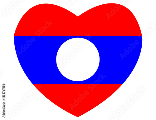 Free Download Laos Flag in a Prohibition Sign Icon No Sign. Not allowed in Laos, An image of a heart icon with the Lao flag pattern inside, overlaid with a red circle symbol and diagonal lines resembling a no entry - GFXLoad