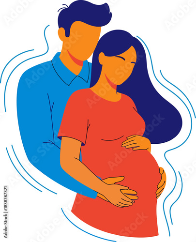 Expectant Couple Pregnant Woman Happy Father.