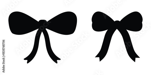 Coquette bow vector silhouette, Ribbon coquette bow SVG, Ribbon SVG, Bow clipart
