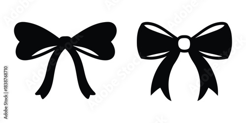 Coquette bow vector silhouette, Ribbon coquette bow SVG, Ribbon SVG, Bow clipart