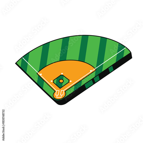 Simple Flat Design Baseball Field Diagram Vector Illustration