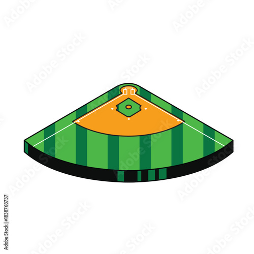 Isometric Style Baseball Field Diamond Vector Illustration