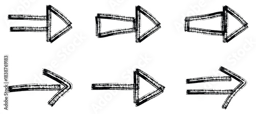 Chalk hand drawn pencil arrows. Big set black scribble arrows icons in hand drawn style.