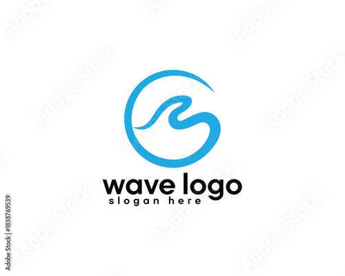 abstract circular sea waves initials m logo design template