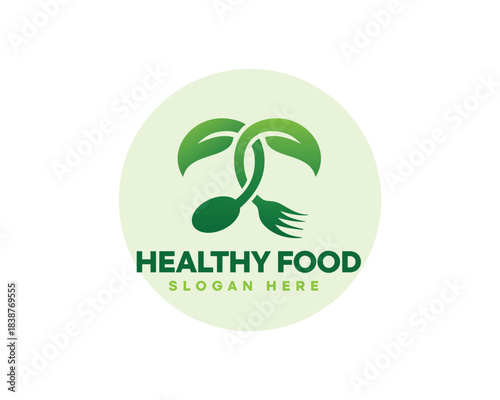 creative two crosses blending with leaves, very suitable for herbal and healthy food logos and others