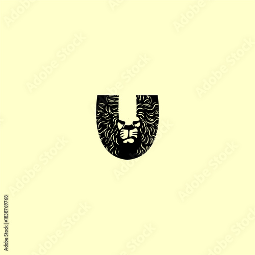 Lion head with stylized hair ...