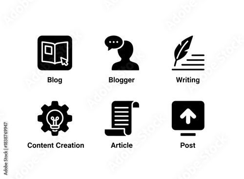 Blog Blogger Writing Content Creation Article Post Minimal Black Fill Icons