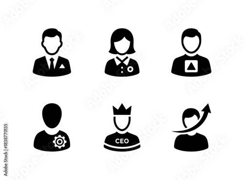 Businessman Businesswoman Executive Manager CEO Entrepreneur Minimal Black Icons