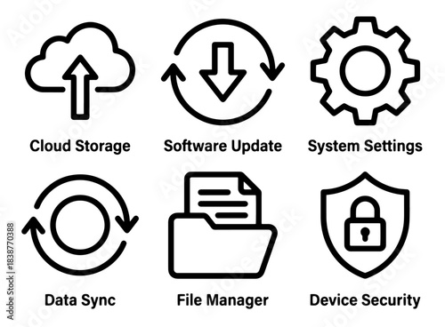 Cloud Storage Software Update System Settings Data Sync File Manager Device Security Icons
