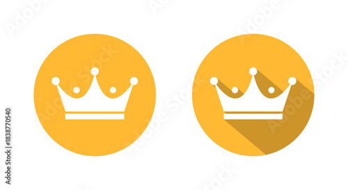 Royal crown icon with long shadow. King, queen, and authority symbol. Royalty, luxury, and achievement sign