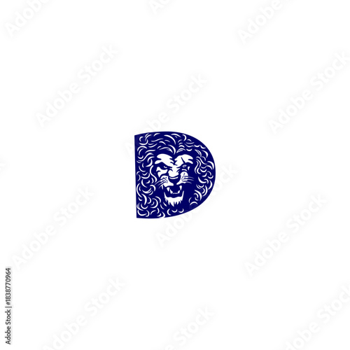 Majestic lion head with flowi...