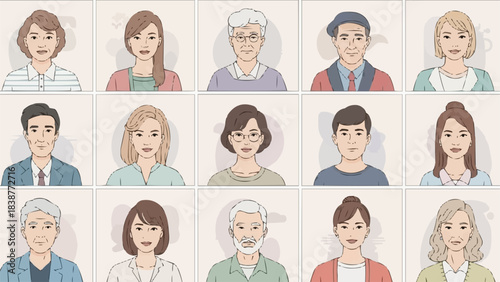 Diverse collection of human portraits in a grid layout.