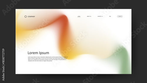Abstract wave futuristic design of landing page. retro gradient mesh website design	