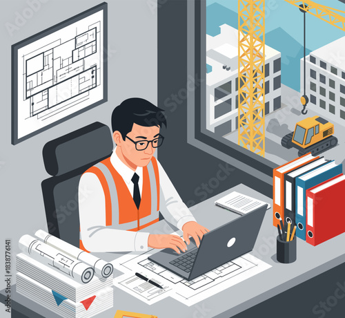 Concept Vector Illustration for Construction Work.