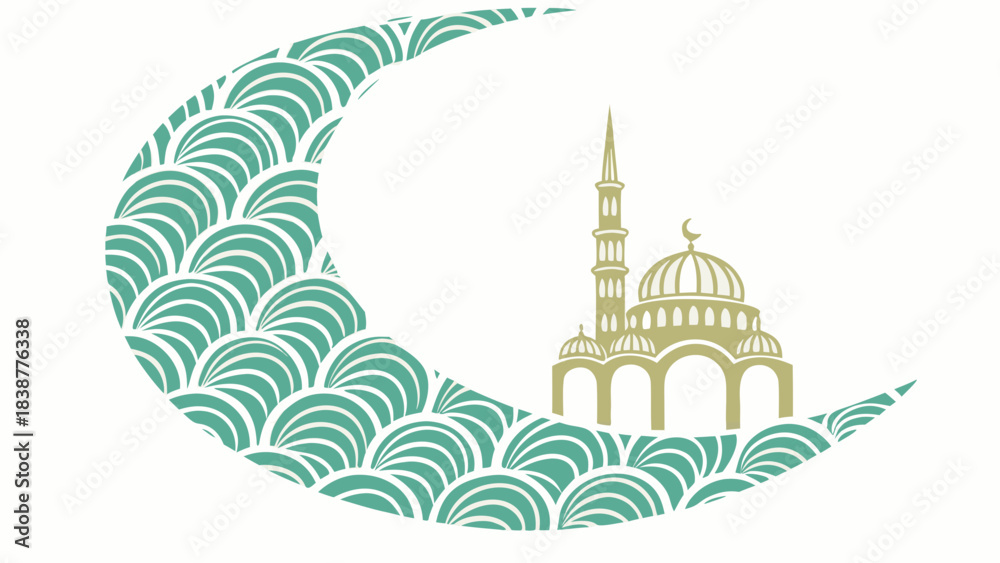 Fototapeta premium Ornamental Layered Ramadan Lantern with Geometric Cutout Design – Vector Illustration