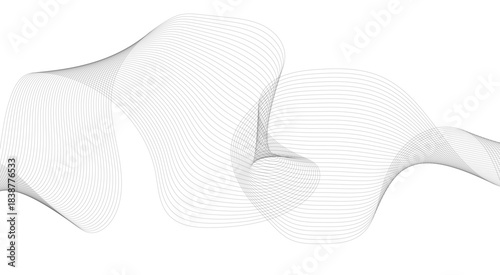 Abstract Vector Composition of Wave Lines on Transparent Background, Abstract black wavy lines background with copy space.