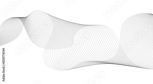 Abstract Vector Composition of Wave Lines on Transparent Background, Abstract black wavy lines background with copy space.