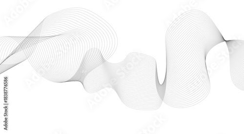 Abstract Vector Composition of Wave Lines on Transparent Background, Abstract black wavy lines background with copy space.