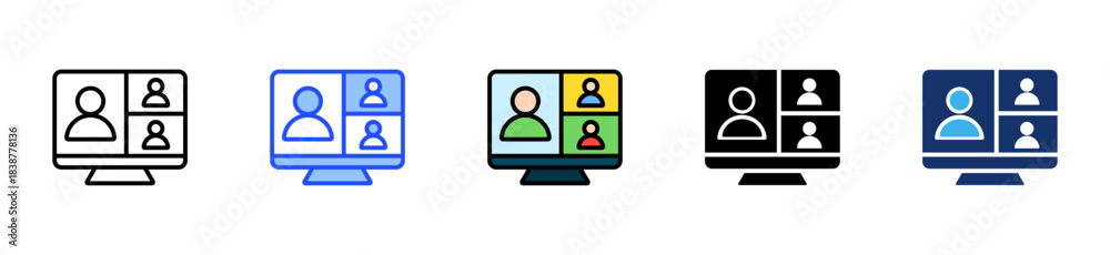 Fototapeta premium Remote Work Tools Icon Collection With Multiple Styles