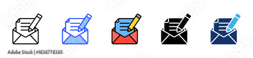 Email Writing Icon Collection With Multiple Styles