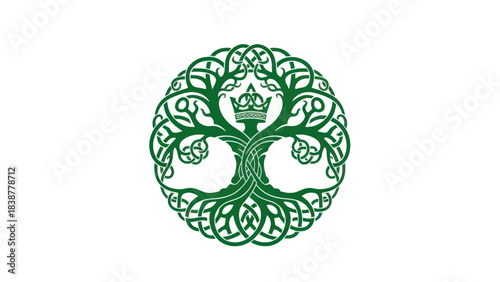 Celtic tree of life with a royal crown symbol.