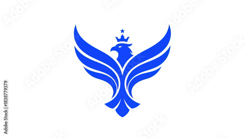 Blue eagle with crown and star logo