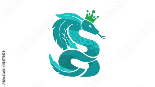 Stylized feathered serpent logo with a green crown on a white background.