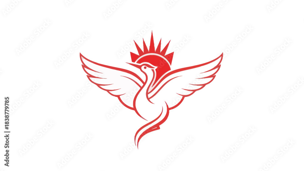 Obraz premium Phoenix with outstretched wings and sun symbol