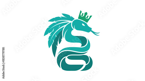 Crowned King Serpent Logo Vector Illustration