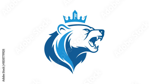 Aggressive bear king logo with crown