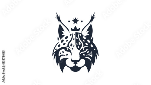 A modern, stylized lynx head logo with a regal crown and stars.