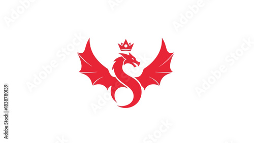 Regal Red Dragon with Crown Icon