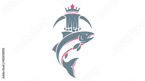 Royal Jumping Salmon with Crown and Water Splash