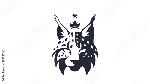 Majestic Lynx head wearing a crown with a star.