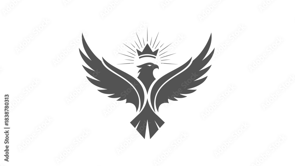 Obraz premium Majestic eagle with crown on white background