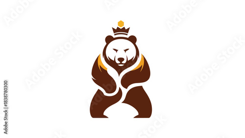 Stylized bear with a crown as a regal emblem