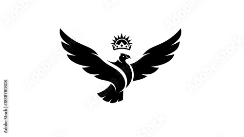 Majestic crowned eagle logo design with spread wings, a symbol of power and triumph.