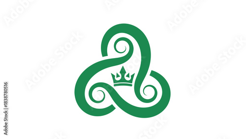 Elegant Green Celtic Knot and Crown Symbol for Branding